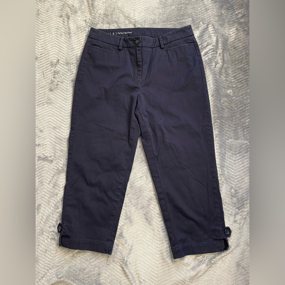 Talbots Perfect Skimmer Chino Pants Navy Blue 8